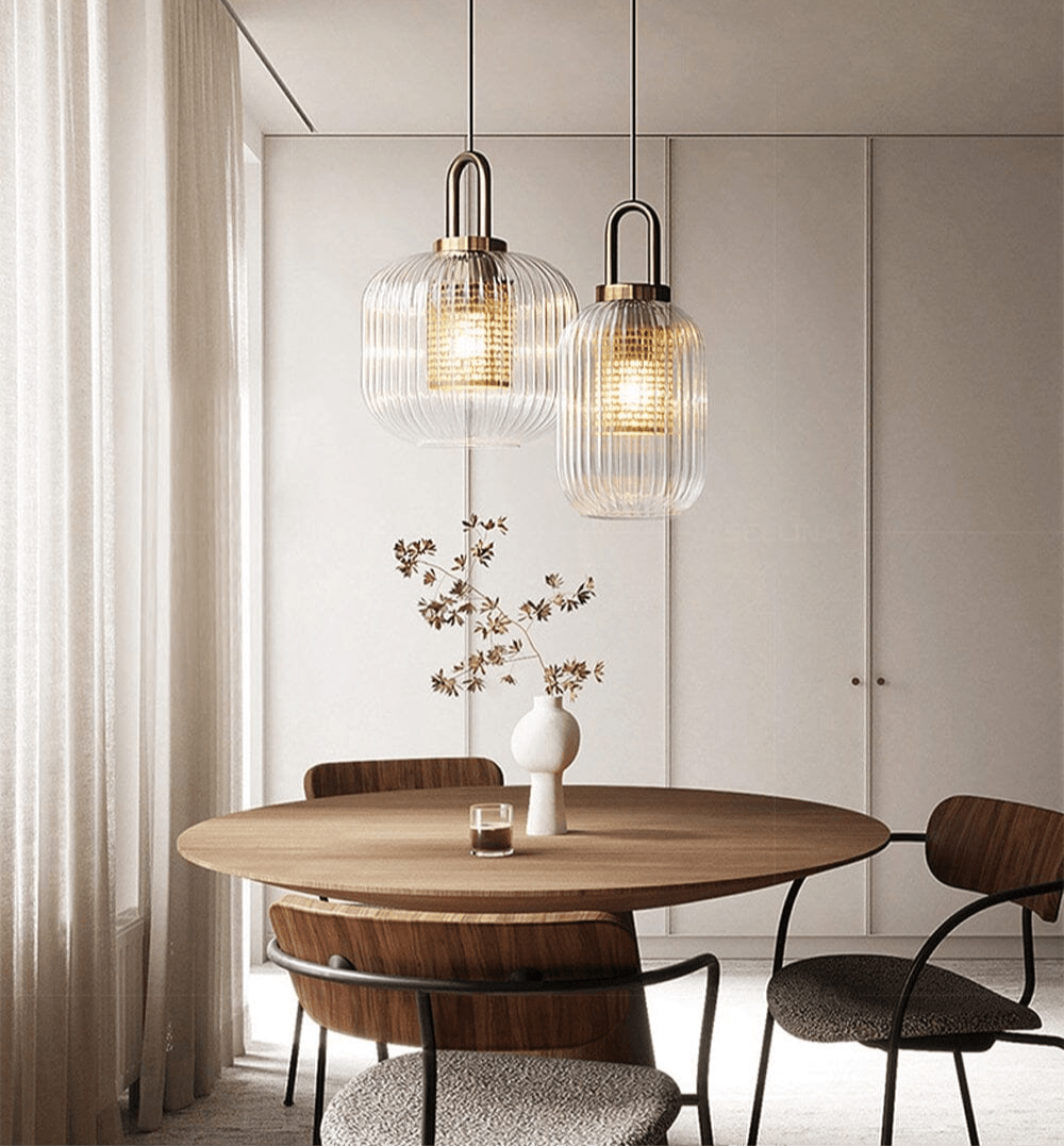 Solmere Nordic Glass Pendant Light With Fluted Stripe Glow LED