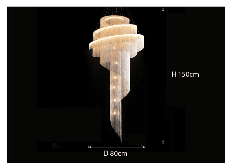 AstraLuxe Spiral Tassel Crystal Ceiling Light Chandelier