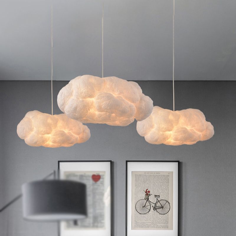 NebulaGlow Cloud LED Pendant Light In White PVC Cotton