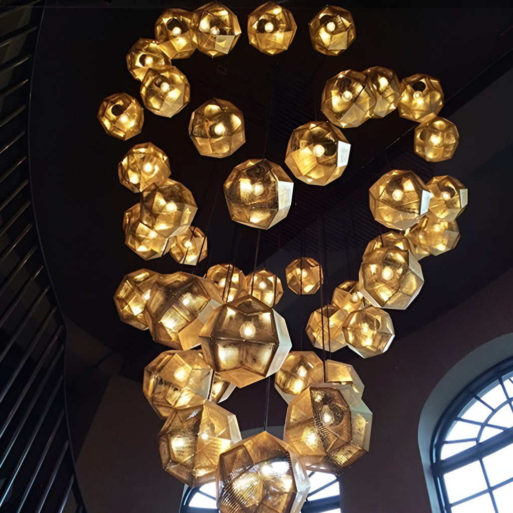 AstraLume | Geometric Round Pendant Lamp In Electrolytic Metal
