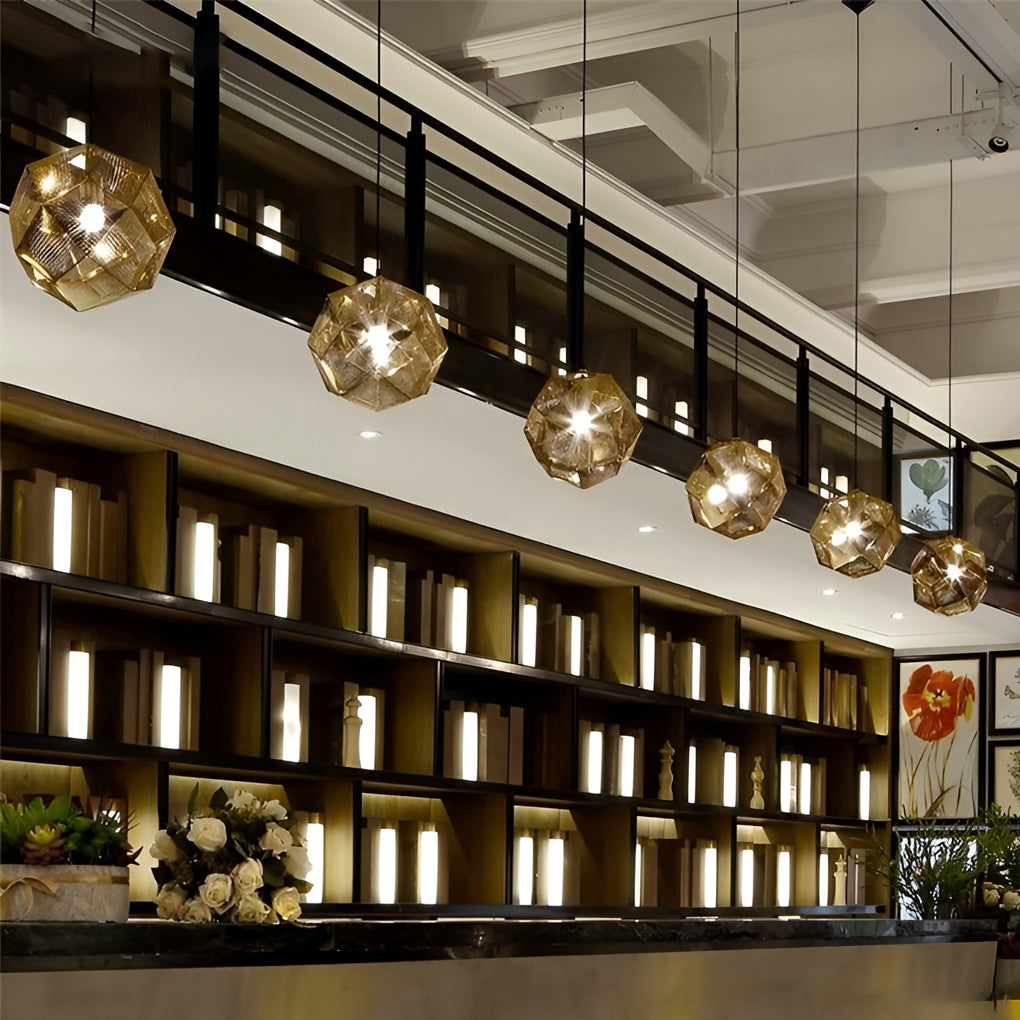 AstraLume | Geometric Round Pendant Lamp In Electrolytic Metal