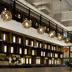 AstraLume | Geometric Round Pendant Lamp In Electrolytic Metal