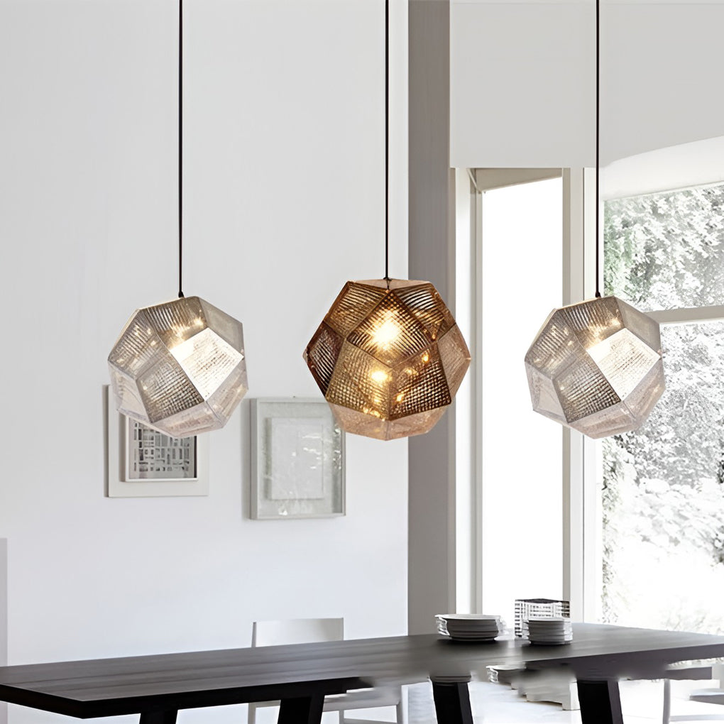 AstraLume | Geometric Round Pendant Lamp In Electrolytic Metal