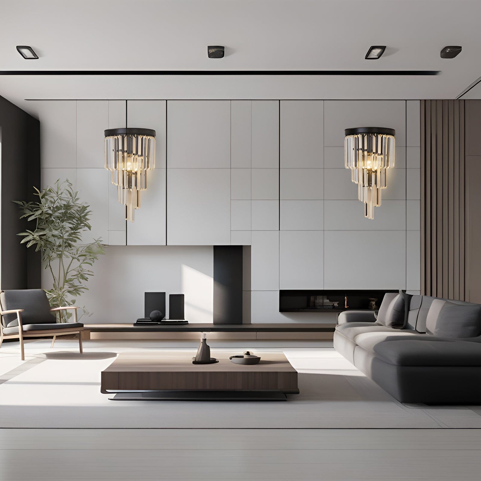 Lyra Crystal Wall Light in Brushed Stainless Steel Finish