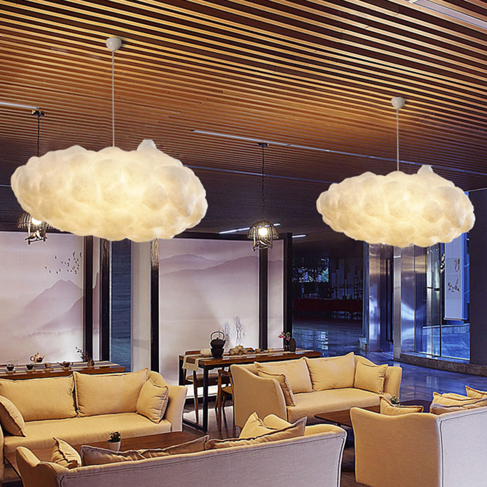 NebulaGlow Cloud LED Pendant Light In White PVC Cotton