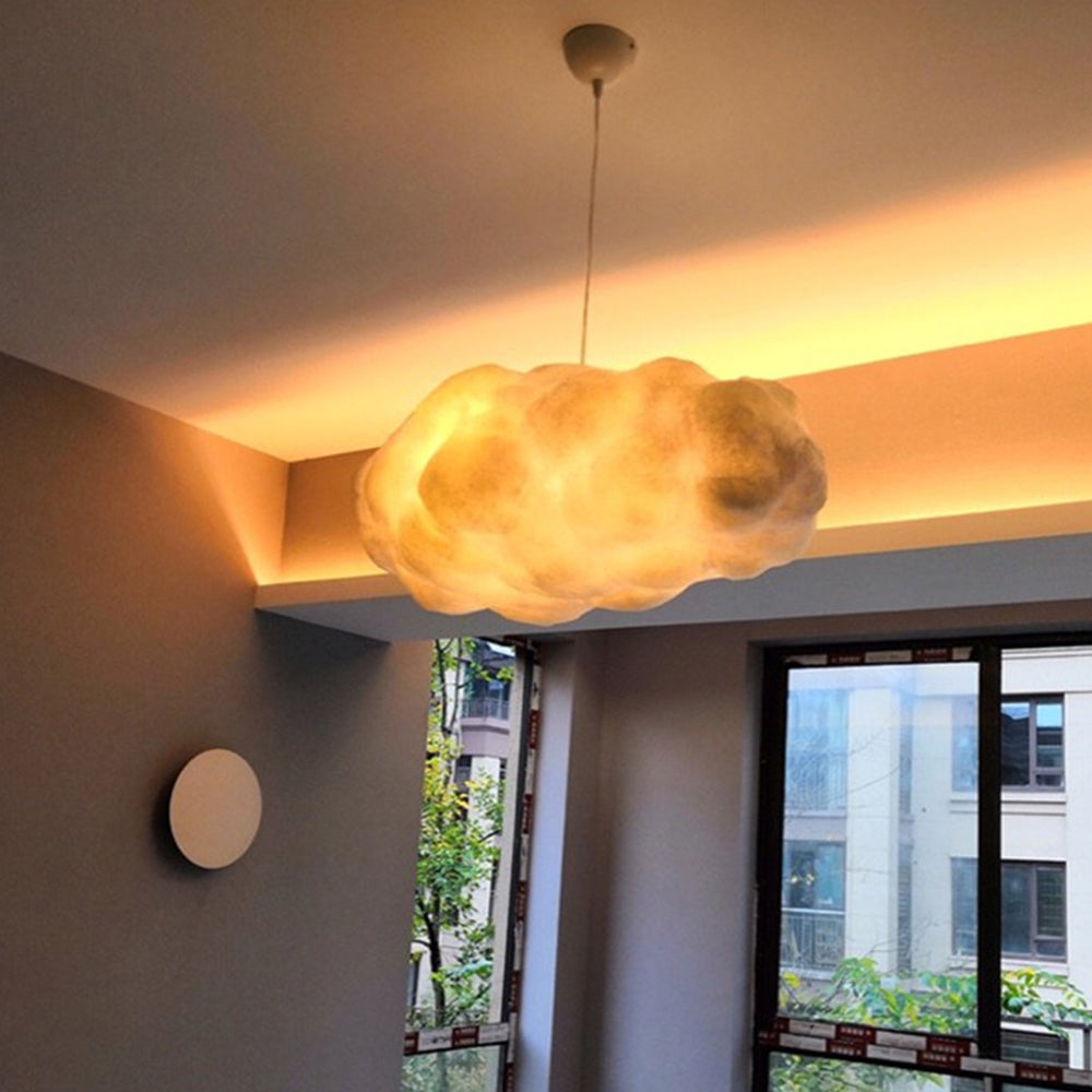 NebulaGlow Cloud LED Pendant Light In White PVC Cotton