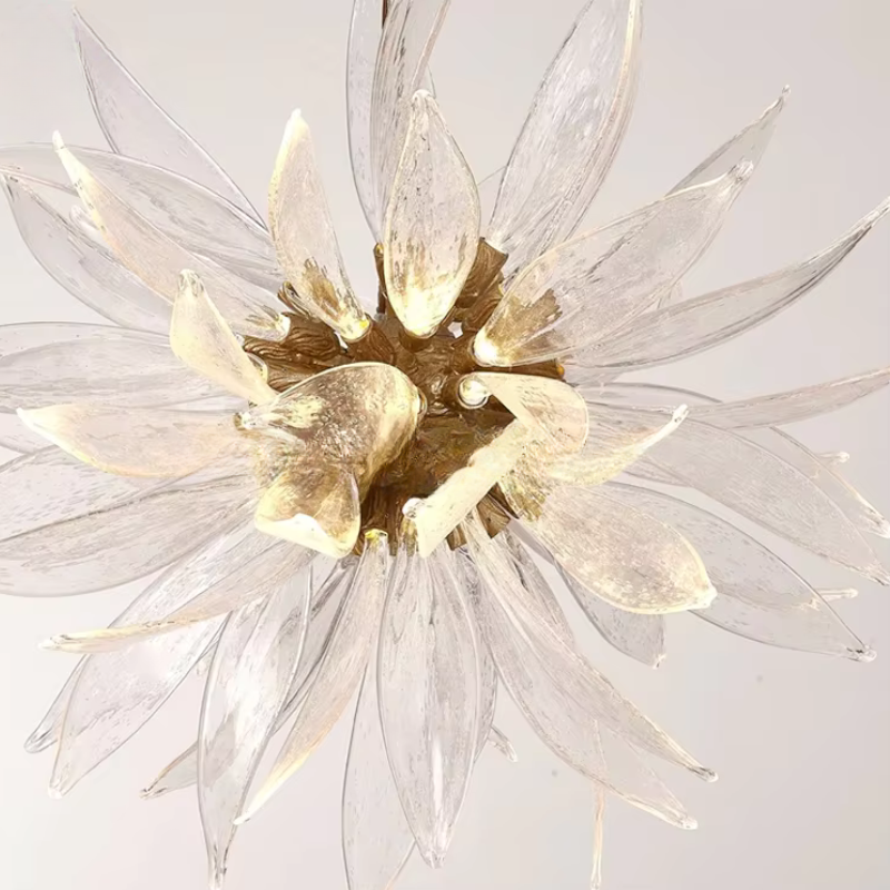 Liora Bloom Sunflower Glass Chandelier With Copper Frame and LED