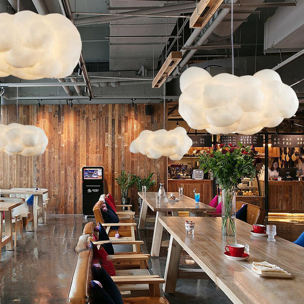 NebulaGlow Cloud LED Pendant Light In White PVC Cotton