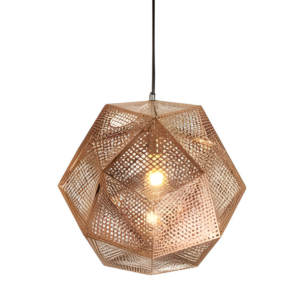 AstraLume | Geometric Round Pendant Lamp In Electrolytic Metal