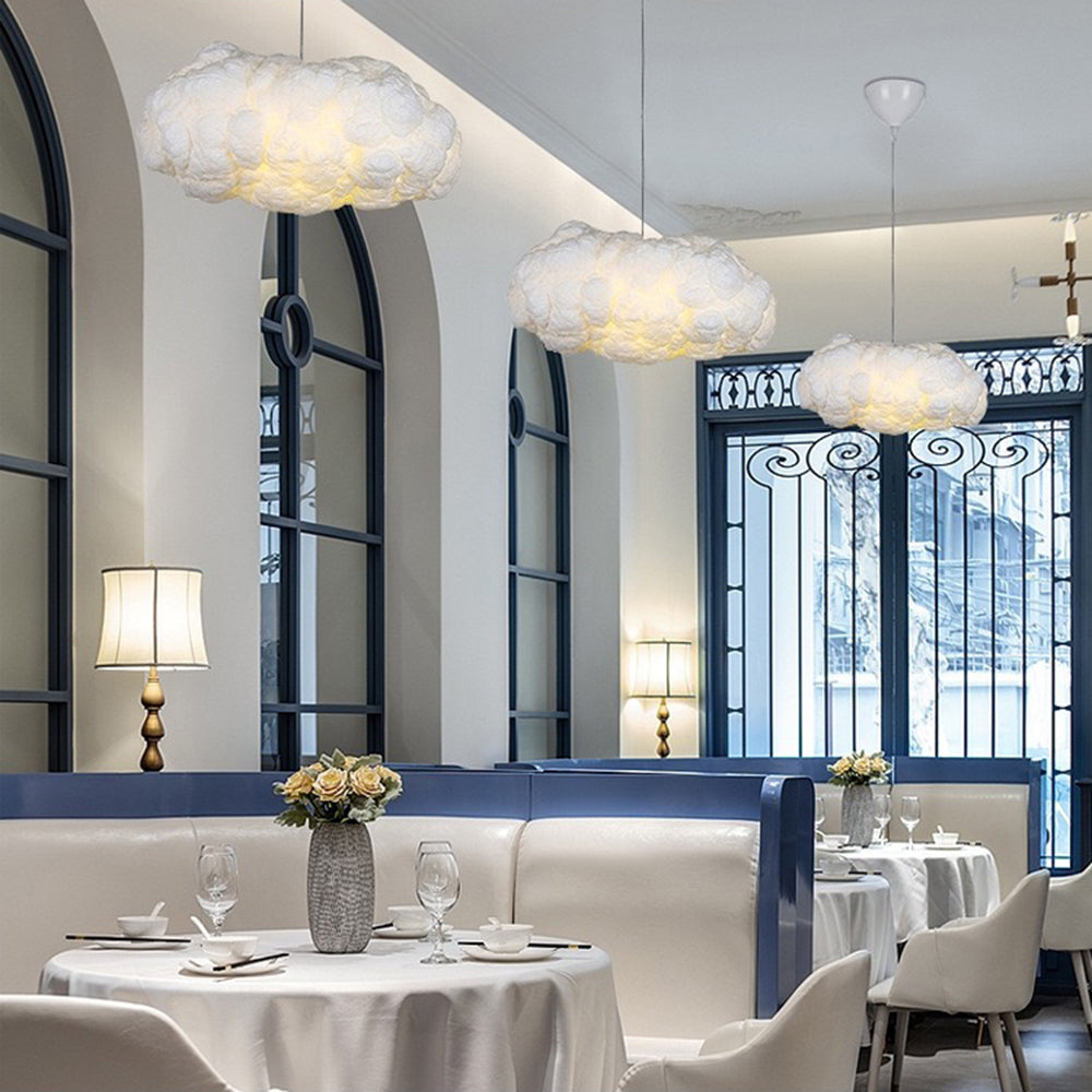 NebulaGlow Cloud LED Pendant Light In White PVC Cotton