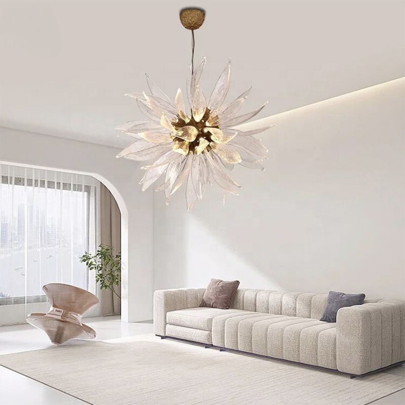 Liora Bloom Sunflower Glass Chandelier With Copper Frame and LED