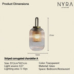 Solmere Nordic Glass Pendant Light With Fluted Stripe Glow LED