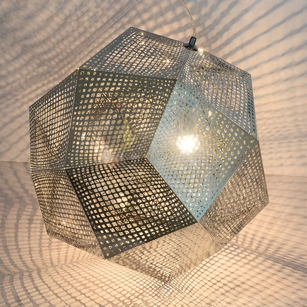AstraLume | Geometric Round Pendant Lamp In Electrolytic Metal