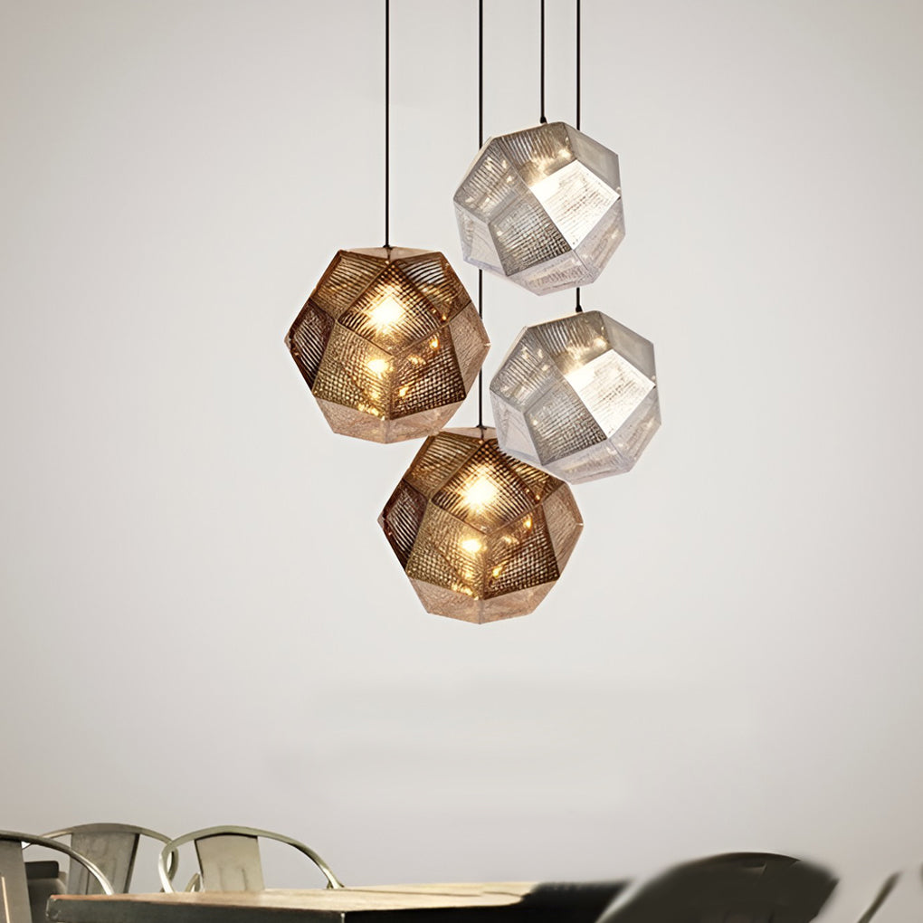AstraLume | Geometric Round Pendant Lamp In Electrolytic Metal