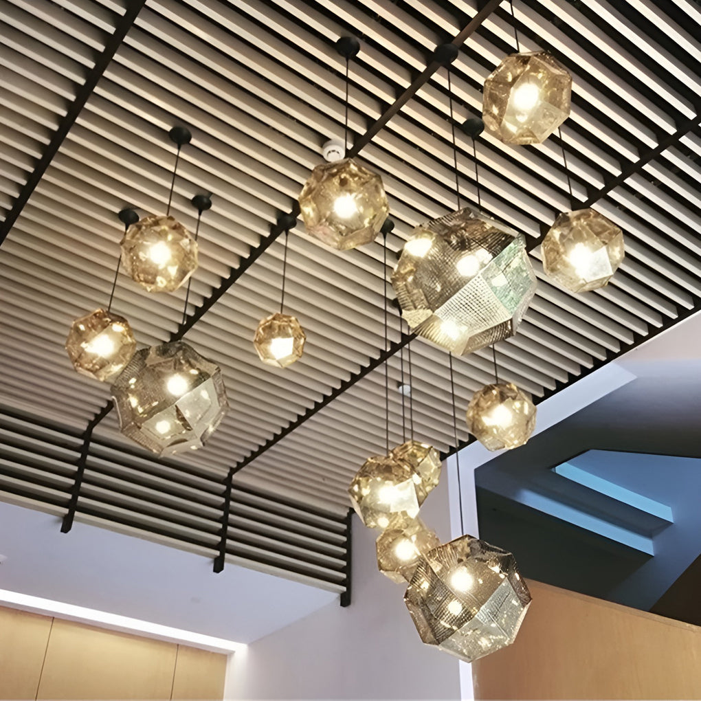 AstraLume | Geometric Round Pendant Lamp In Electrolytic Metal