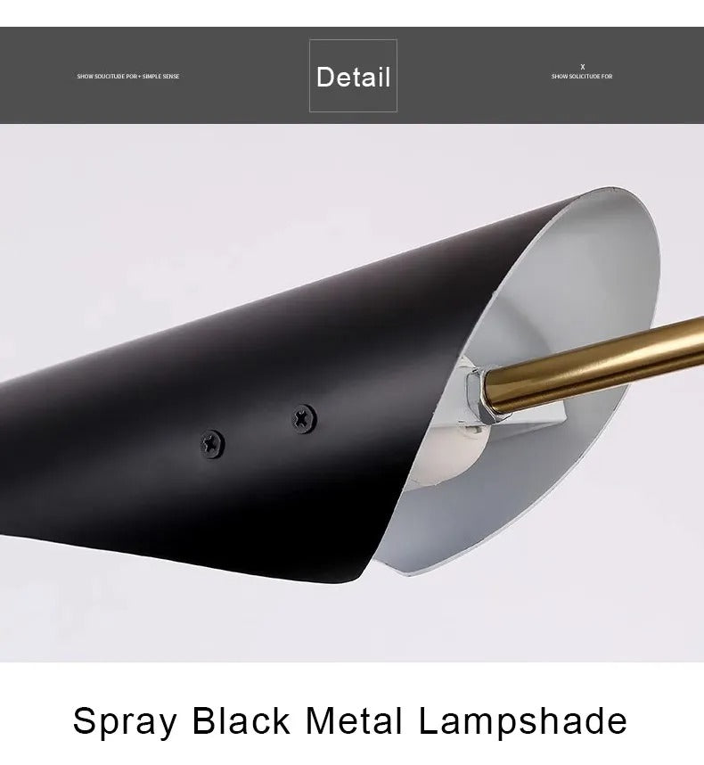 Astra Horizon csillár fekete árnyalatokkal és sárgaréz díszítéssel