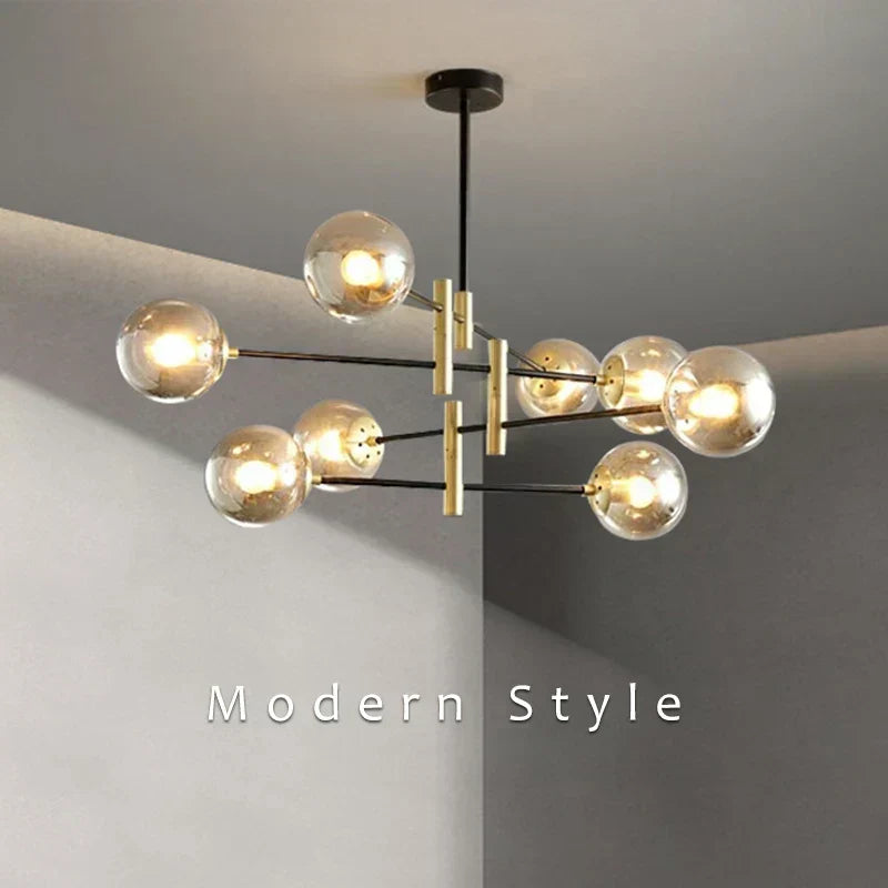 Auralis Chandelier Black and Gold Adjustable Ceiling Light