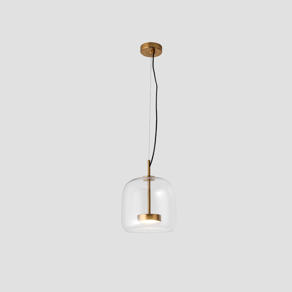 Lumira Retro LED Pendant Light in Gold Metal Amber Glass