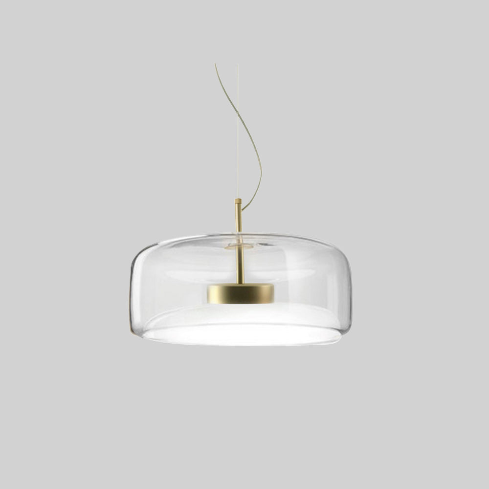 Lumira Retro LED Pendant Light in Gold Metal Amber Glass