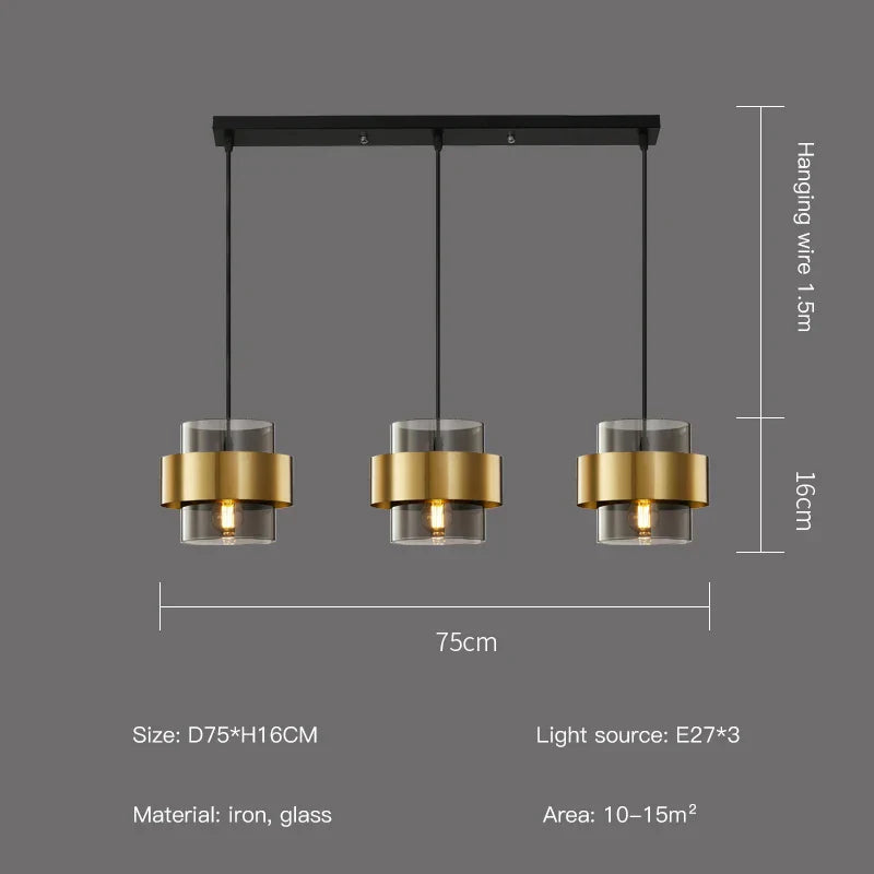 Aurelia Noir Brass Glass Chandelier With Smoke Glass Shades