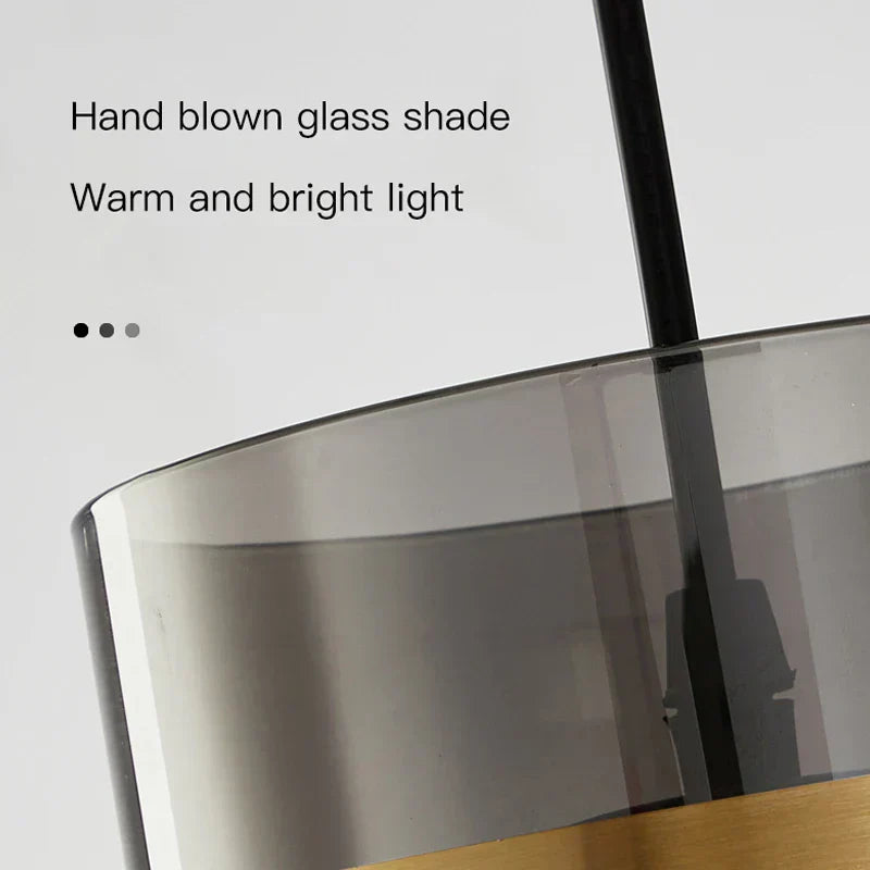 Aurelia Noir Brass Glass Chandelier With Smoke Glass Shades