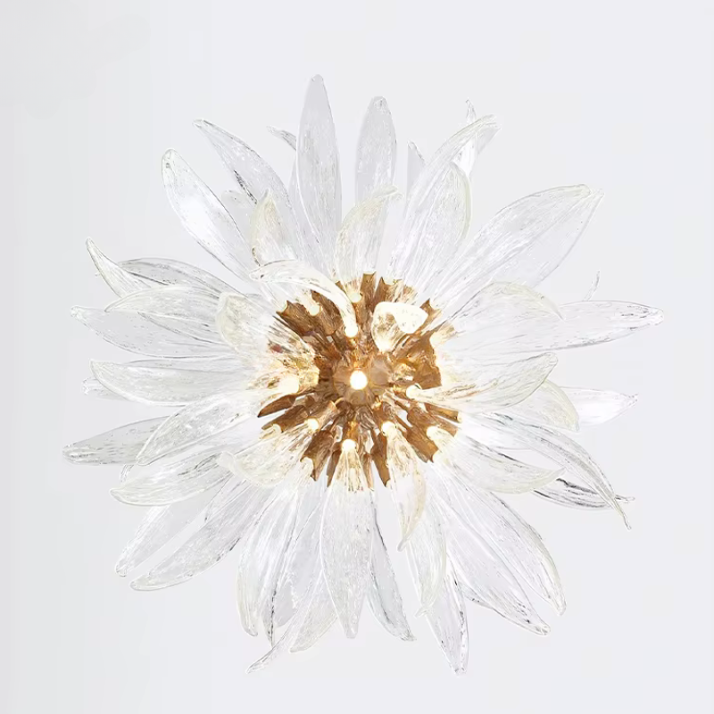 Liora Bloom Sunflower Glass Chandelier With Copper Frame and LED