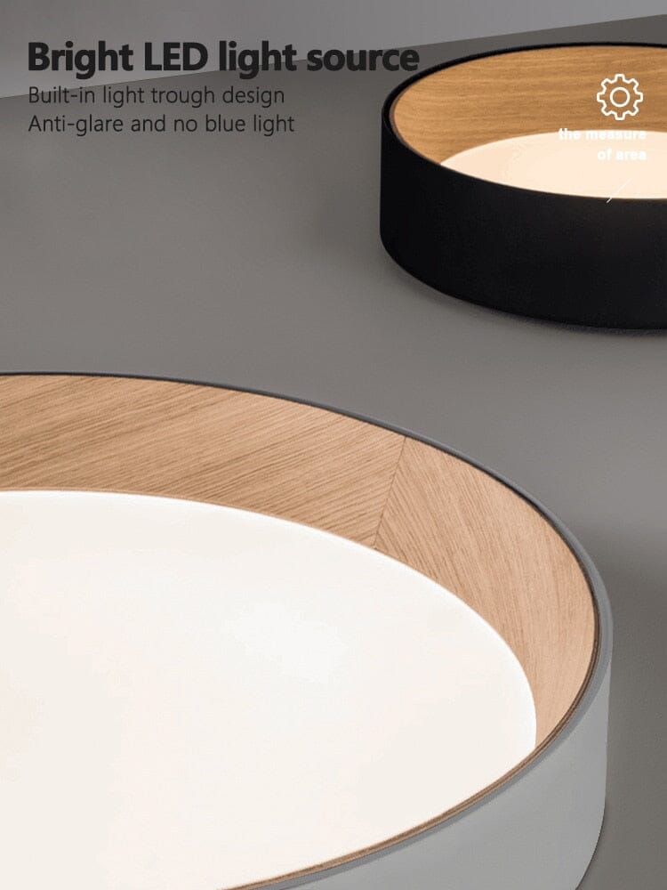 LumaNest Minimalistische Einbau-Deckenleuchte mit Holzmaserung-Akzent