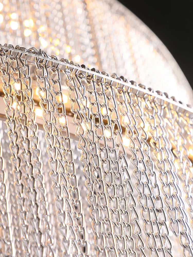 AstraLuxe Spiral Tassel Crystal Ceiling Light Chandelier