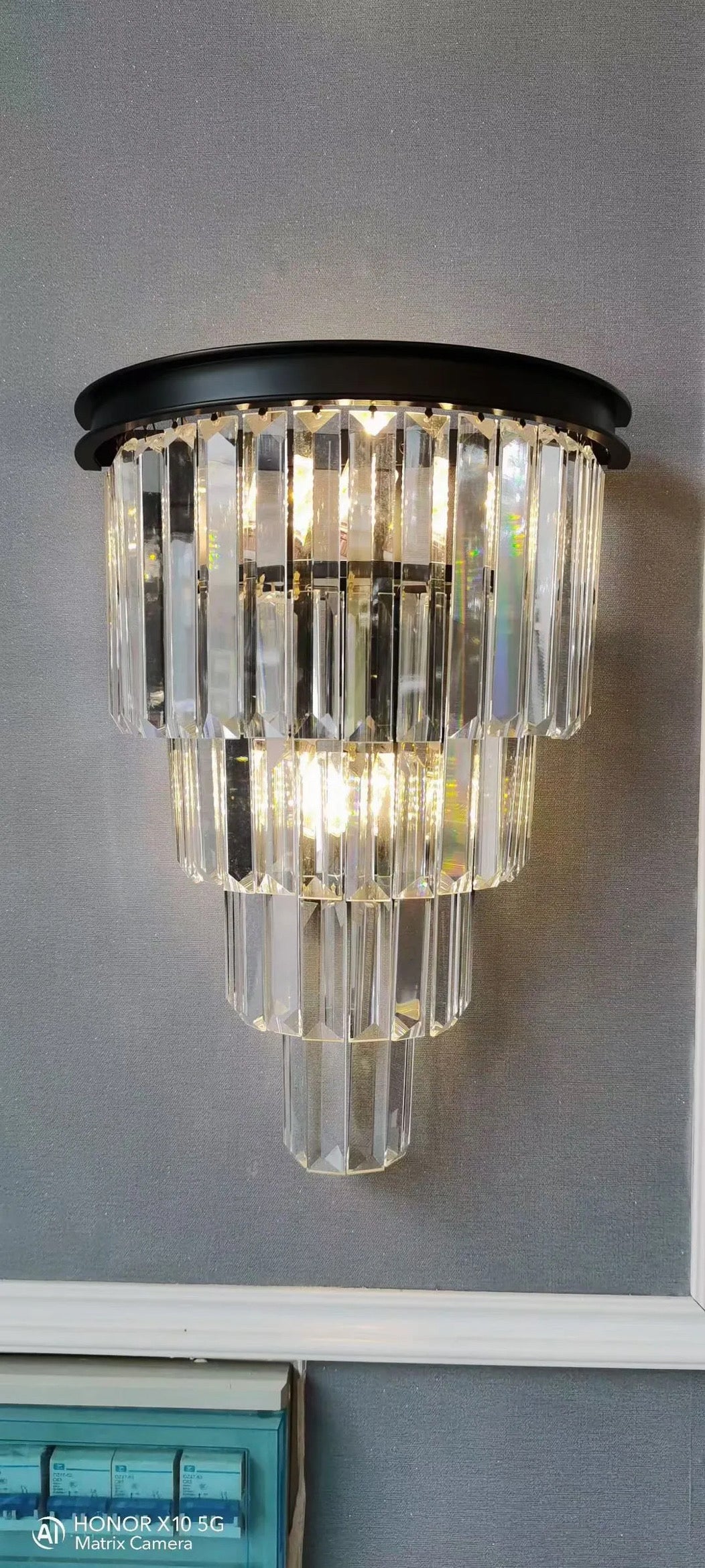 Lyra Crystal Wall Light in Brushed Stainless Steel Finish