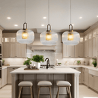 Solmere Nordic Glass Pendant Light With Fluted Stripe Glow LED