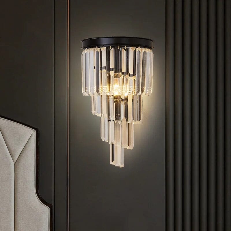 Lyra Crystal Wall Light in Brushed Stainless Steel Finish