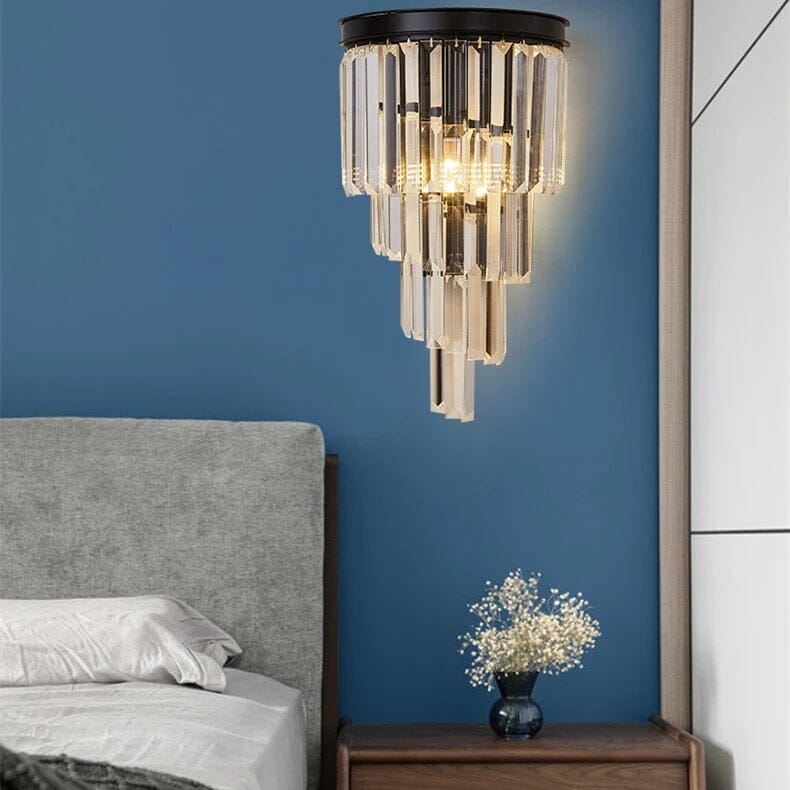 Lyra Crystal Wall Light in Brushed Stainless Steel Finish