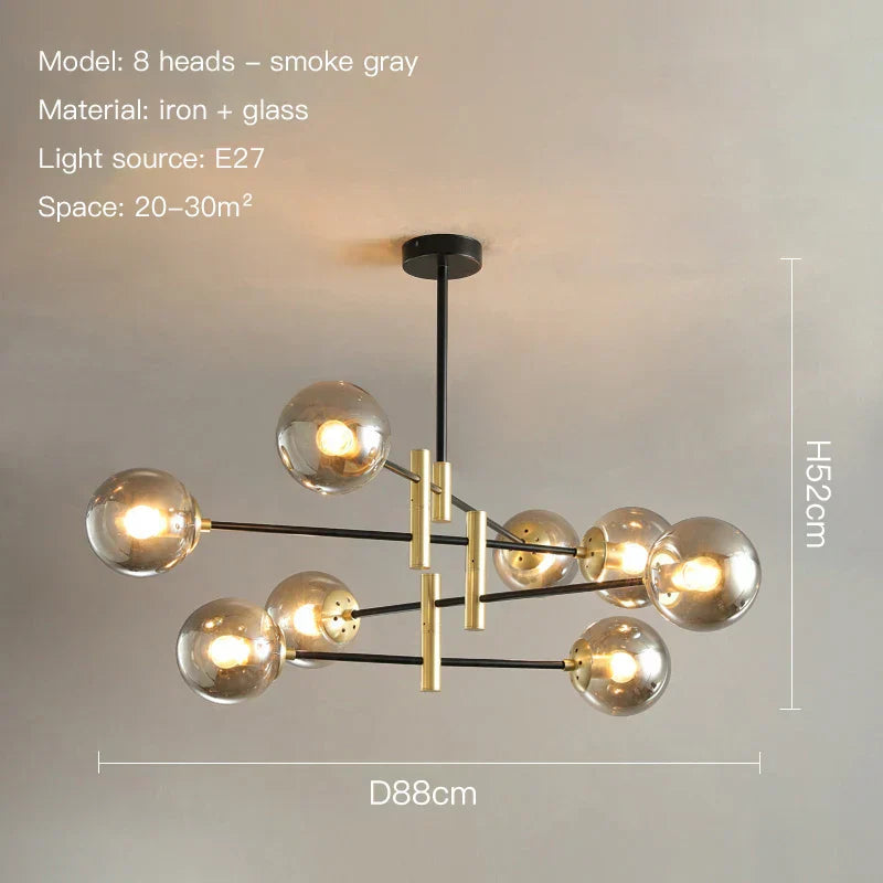 Auralis Kronleuchter Schwarz und Gold Verstellbare Deckenleuchte