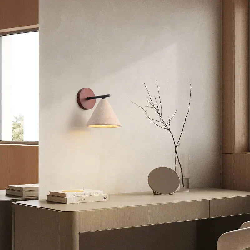 AeroLux Sconce Yellow Travertine Wood Wall Light LED E27