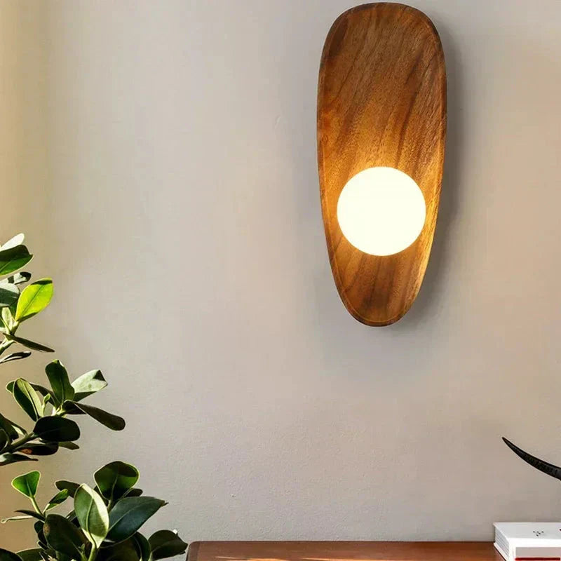 Kirrea Wood Wall Sconce With Frosted Glass LED Up Down Light