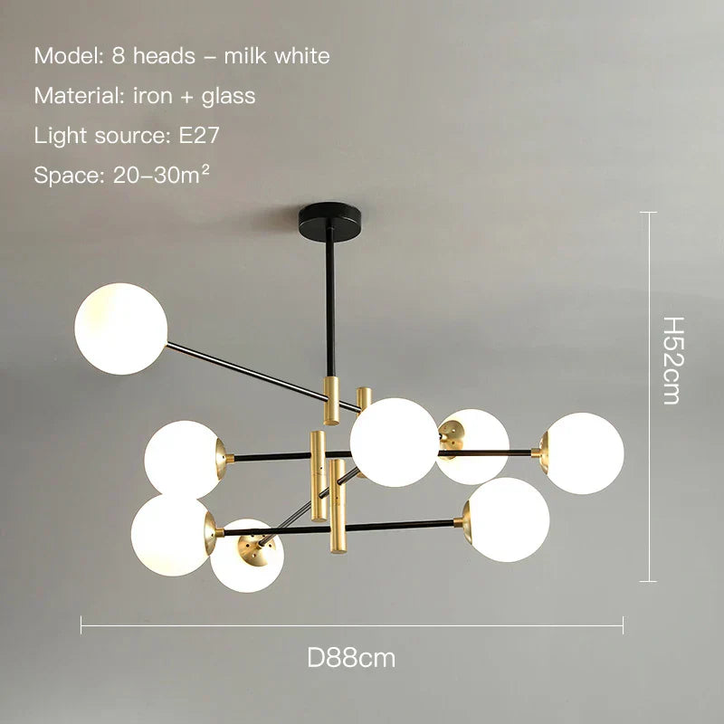 Auralis Chandelier Black and Gold Adjustable Ceiling Light