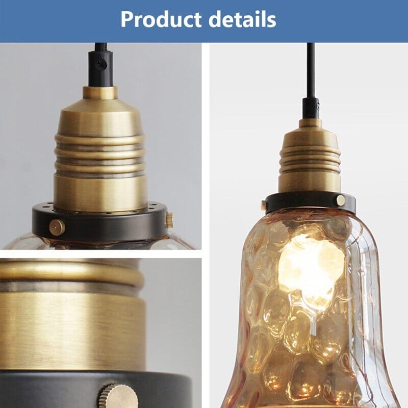 Luminara Vintage Amber Glass Pendant Lamp With Warm LED Glow