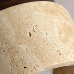 Liora Travertin- und Holz-Tischlampe mit E27 LED-Birne