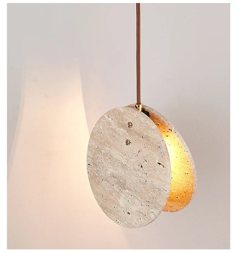 Kirena Travertine Pendant Light With Crystal Cylinders