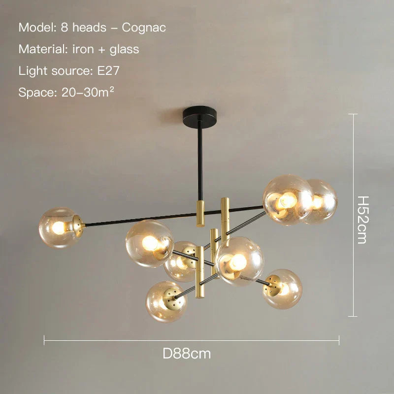 Auralis Chandelier Black and Gold Adjustable Ceiling Light