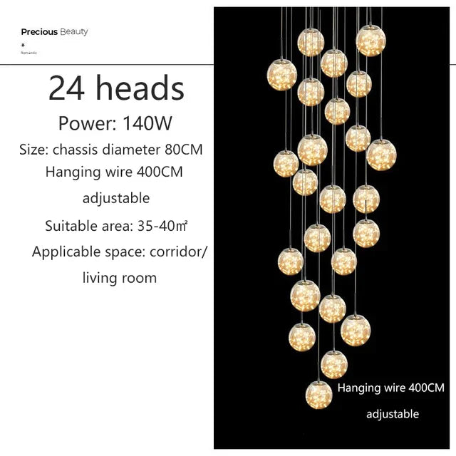 AstraLume Bubble Glass LED Ceiling Chandelier Light
