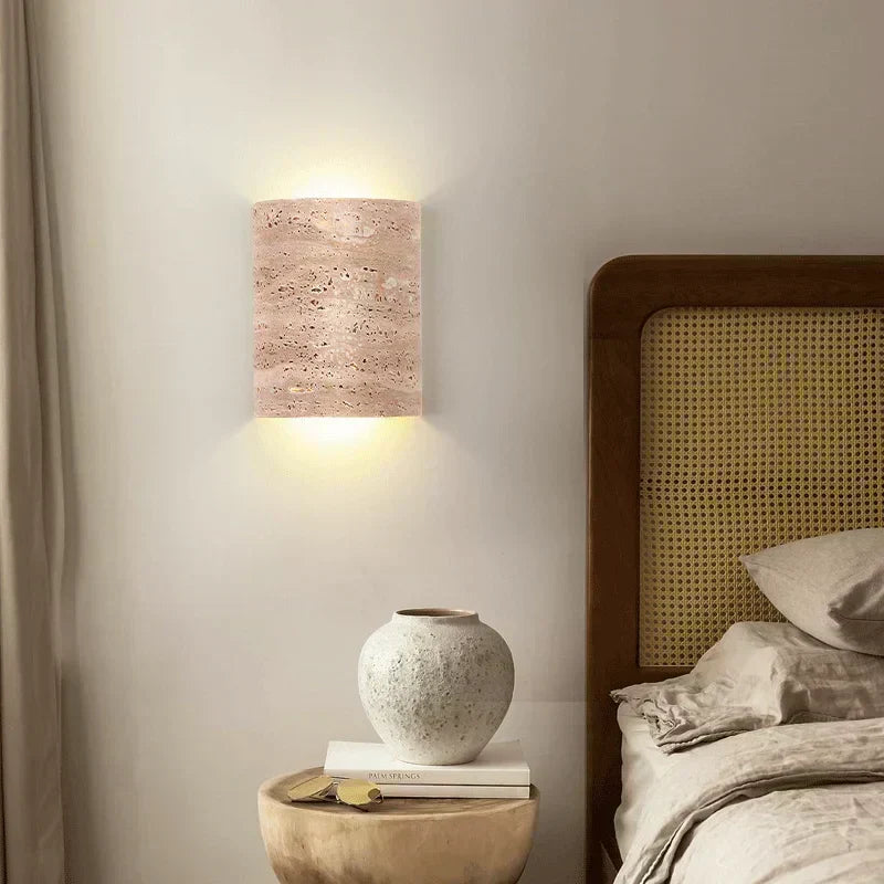 Lustra Yellow Travertine Wall Mounted Sconce With LED Light