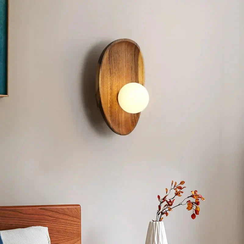 Kirrea Wood Wall Sconce With Frosted Glass LED Up Down Light