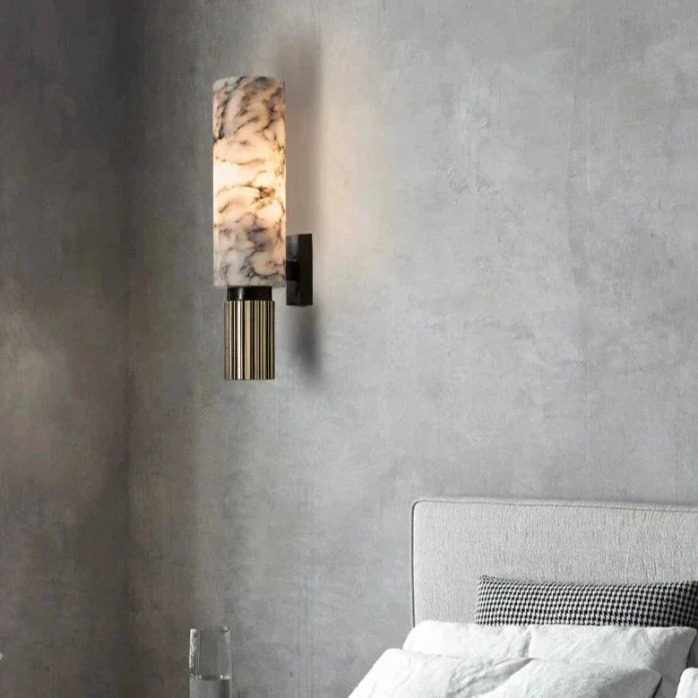 Verona Marble Copper Wall Light With LED Downward Shade By Astrae