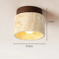 Liora Travertin- und Holz-Tischlampe mit E27 LED-Birne