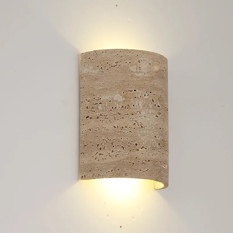 Lustra Yellow Travertine Wall Mounted Sconce With LED Light