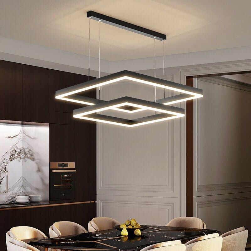 Geometric Square Pendant Chandelier With Contemporary Glow