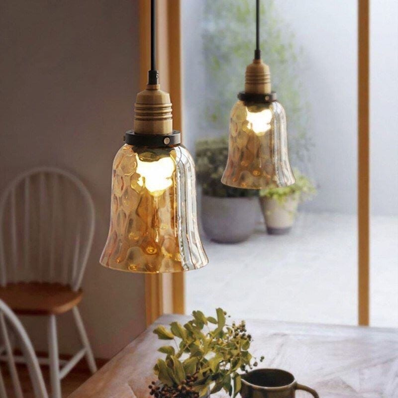 Luminara Vintage Amber Glass Pendant Lamp With Warm LED Glow