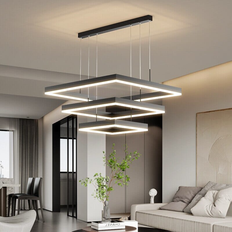 Geometric Square Pendant Chandelier With Contemporary Glow