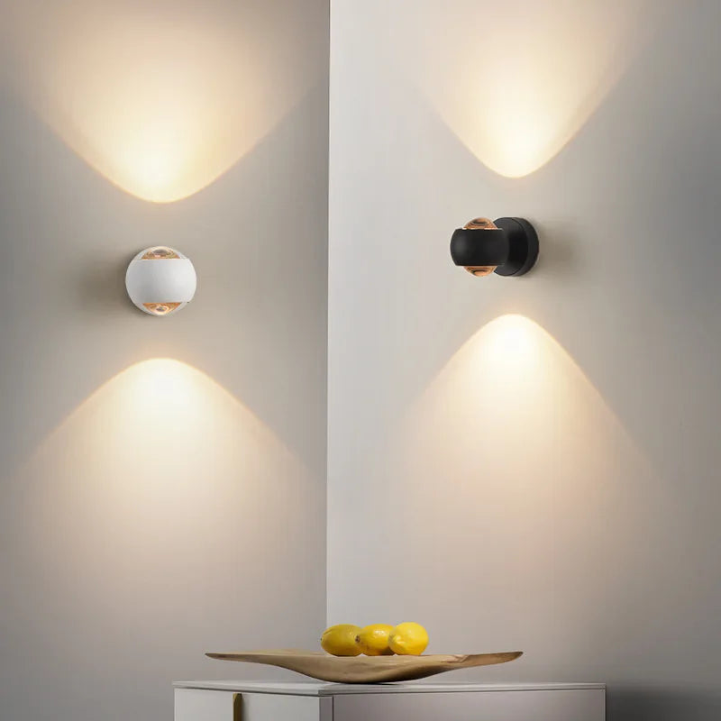 OrionGlow Dual-LED Wall Sconce Up and Down Light in Iron and Acrylic